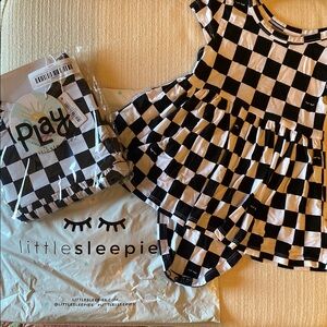 Cool Checks Little Sleepies Twirl Dress with Bodysuit - Bamboo